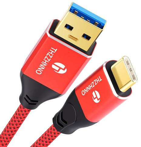 Thzzhnno Câble USB A vers USB C de 2M, USB 3.1 USB 3.2 Gen2 10 Gbit/s tressé pour téléphone/MacBook Pro/iPad Pro (rouge)