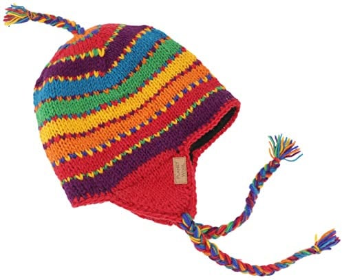 GURU SHOP Wollmütze mit Ohrenklappen, Norwegermütze, Wintermütze - Regenbogen 1, Herren/Damen, Wolle
