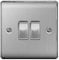 BG Nexus NBS Range Brushed Steel Switches & Sockets - Full Range of Matching Items (2 Gang, 2 Way Light Switch)