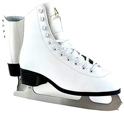 American Athletic Tricot Lined Ice Skates for Women - Recreational Figure Skates with Ankle Support, Padded Lining, Stainless Steel Blades - Suitable for Indoor & Outdoor Ice Skating (White, 7)