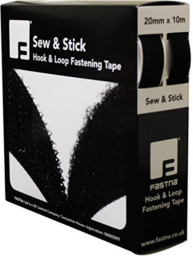 FASTNA 20mm x 10m Black Brand Sew & Stick Hook & Loop Tape