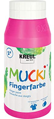 KREUL 23206 - Mucki leuchtkräftige Fingerfarbe, 750 ml in pink, auf Wasserbasis, parabenfrei, glutenfrei, laktosefrei und vegan, auswaschbar, vermalbar mit Pinsel, Schwamm, Spachtel und Fingern