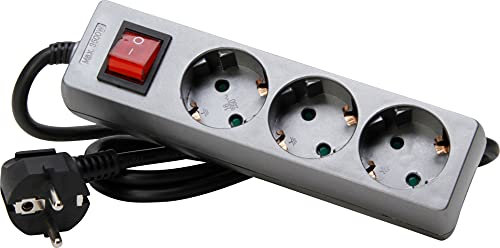 Kopp 129743008 3-Fach Steckdosenleiste Standard, mit beleuchtetem Schalter, Titan, 1 Stück