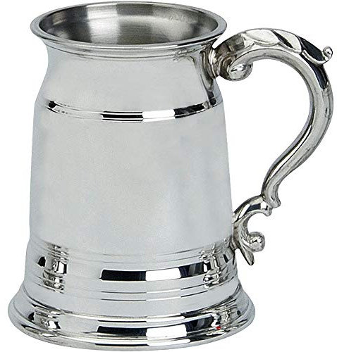 I LUV LTD Zinnkrug Old London Ornate 1pt Gravierbar Poliert Finish Glass Base