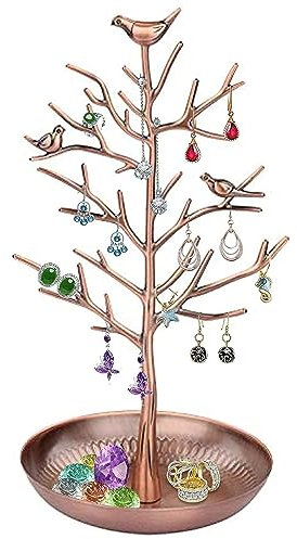 discoball® Schmuckständer, Schmuckhalter, Vogel Deko Schmuckbaum, Halskette Aufbewahrung,Ohrring Kette Ring Schmuck Baum Schmuckhalter Veranstalter Rack