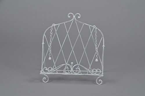 Kochbuchständer Buchständer Buchstütze Metall weiß gewischt Shabby- Chic