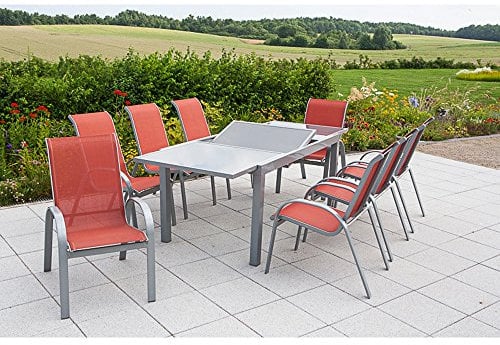 MERXX Gartenmöbel-Set Amalfi, silber/terracotta 9 tlg.