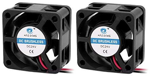 sourcingmap 2Pcs DC 24V 0.04A Brushless Sleeve PC Case Fan Cooler Cooling 40 x20mm
