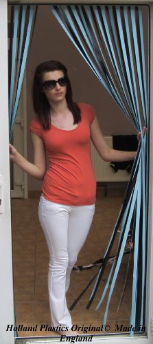 Slat type Door Curtain/Fly Blind- 'BLUE LIQUORICE'- 80cm wide x 200cm drop