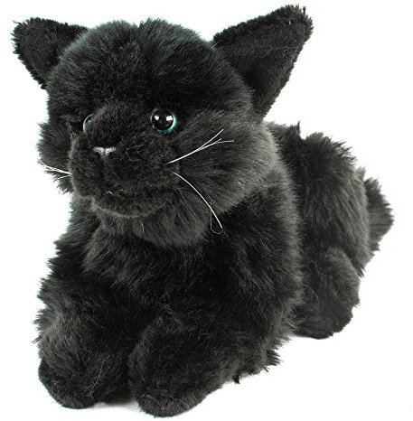 Teddys Rothenburg Kuscheltier Katze Merle 30 cm (mit Schwanz) sitzend schwarz Plüschkatze Stofftier