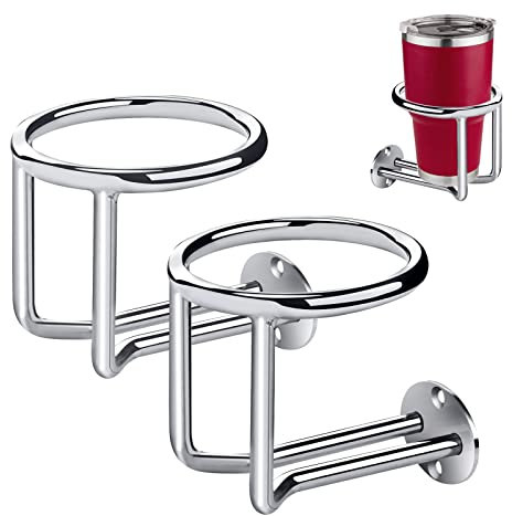 2 PCS Boat Ring Cup Holder Stainless Steel Ringlike Drink Holder For Marine Yacht