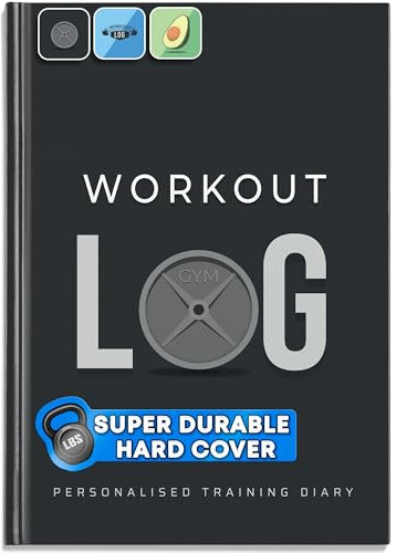 Workout Planner for Daily Fitness Tracking & Goals Setting (A5 Size, 6” x 8”, Charcoal Grey), Men & Women Home & Gym Training Diary w/Hardcover, Log Book Journal for Weight Loss by Workout Log Gym