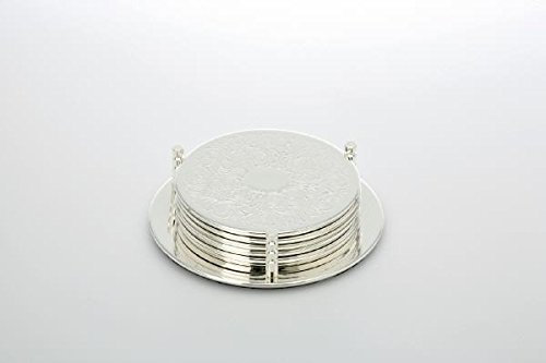 Unbekannt Untersetzer-Garnitur 7-TLG. Rund verziert D 9,2cm versilbert Anlaufgeschützt
