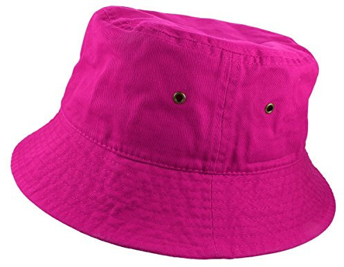 Gelante Einfarbiger Fischerhut aus 100 % Baumwolle, für Damen und Herren, verstaubar, Reise, Sommer, Strandhut, Knallpink (Hot Pink), L/XL