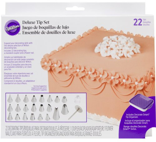 Wilton Deluxe Spritztüllen Set 22-tlg. - Edelstahl, Silber, Violett, Weiß - Piping Tips - PIPE TIP