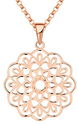 JO WISDOM Collana di Mandala Argento 925 Donna,Collana di Fiore della vita Yoga con placcato in oro rosa