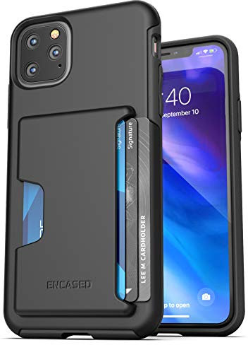ENCASED iPhone 11 Pro Max Wallet Case (2019) Shockproof Cover with Card Holder Slot (4 Credit Cards Capacity) Black