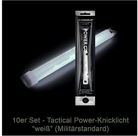 10er Set - Power-Knicklicht/Leuchtstab Tactical Light im Militär-Standard - weiß leuchtend (6 / 15cm) - einzeln verpackt - mindestens 12 Stunden Leuchtdauer