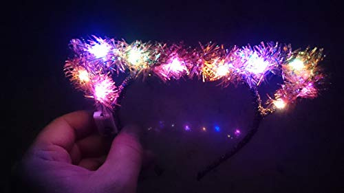 LED Haarreifen FLITTER Leucht Blink CAT Katzen Ohren Katzenohren Haar Reif blinky