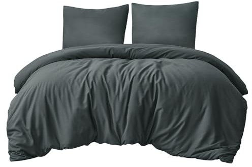 Aisbo Bettwäsche 220x240 3teilig Grau - Bettbezug 240x220 cm 3tlg mit Kissenbezug 80x80 cm, ÖKO-TEX Bettwäsche Set Mikrofaser mit Reißverschluss, Weich und Bügelfrei