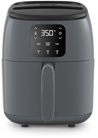 DASH Tasti-Crisp™ Electric Air Fryer Oven, 2.6 Qt., Grey – Compact Air Fryer for Healthier Food in Minutes, Ideal for Small Spaces - Auto Shut Off, Digital, 1000-Watt