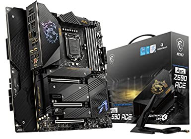 MSI MEG Z590 ACE Gaming Motherboard ATX - Supports Intel Core 11th Gen Processors, LGA 1200 - Mystic Light, 16+2+1 Phase 90A SPS, DDR4 Boost (5600MHz/OC), 2 x PCIe 4.0 x16, 4 x M.2 Gen4/3 x4, Wi-Fi 6E