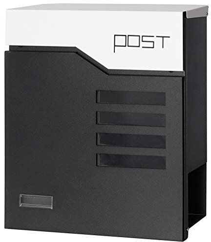 Parrency Metal Letterboxes with Sturdy Key Lock, Wall Mounted Post Box with Waterproof Cover, White