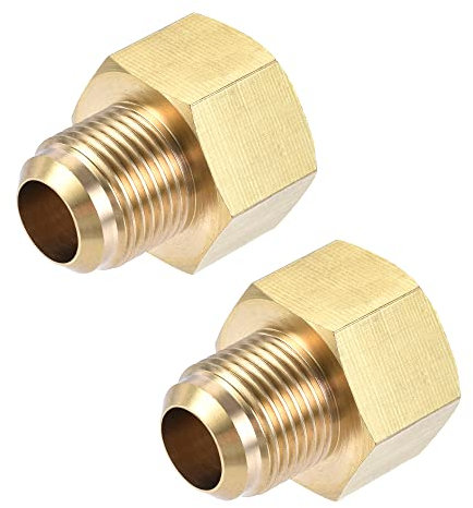 sourcing map Accesorio de Tubería de Latón, 1/2 SAE Flare Macho 5/8 SAE Rosca Hembra, Conector Adaptador de Tubería, para Refrigeración de Aire Acondicionado, 2 uds