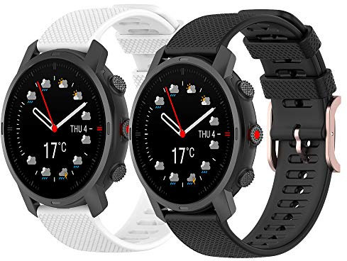 Yikamosi Compatible avec Polar Grit X Pro/Grit X Bracelets,22mm libération Rapide Silicone Souple Or rose Fermoir en acier inoxydable Remplacement Bracelet pour Polar Grit X Pro/Vantage M2,Blanc+noir