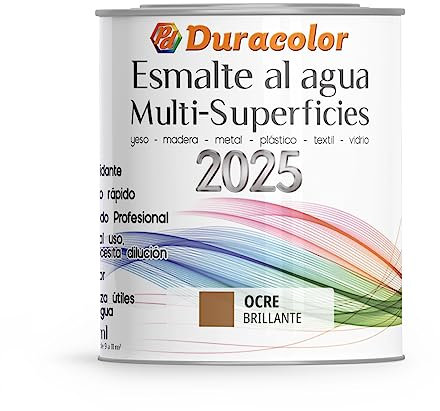 Esmalte al Agua Multi Superficie - Color Ocre - 750 ml - Acabado Brillante - Sin Olor - Resistente a Golpes, Roces y Manchas - Antioxidante - Rápido Secado - Duracolor