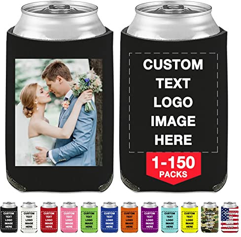 Personalised Can Cooler Sleeves Custom Beer Soda Drink Holders with Logo Photo Text Customised Gift for Christmas Wedding Party