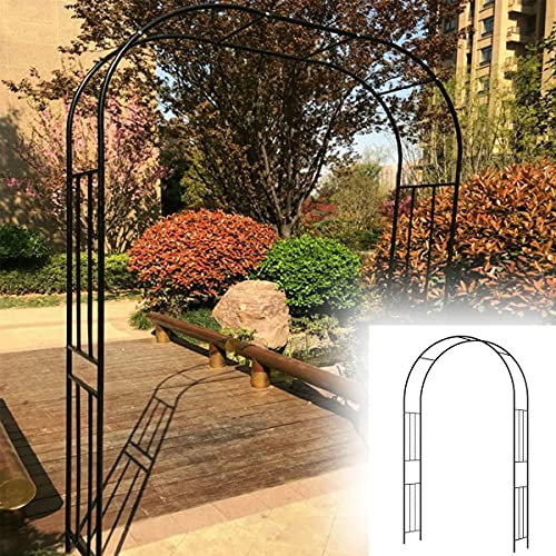 RCBDBSM Rosenbogen aus Metall, Torbogen Garten Breit 120cm 140cm 180cm 200cm 240cm 280cm 300cm 350cm Wachstumsunterstützung für große Kletterpflanzen, Schwarz,W180xH220cm/70.8x86.6in