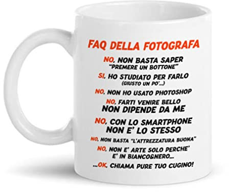 Gattablu Tazza mug 11 oz FAQ della Fotografa, risposte Divertenti a Domande fastidiose sull'arte della Fotografia!