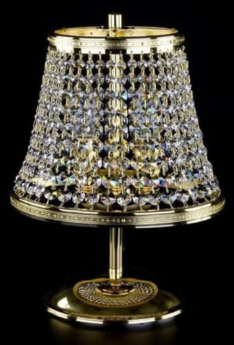 Casa Padrino Luxus Barock Kristall Tischleuchte Gold Ø 25 x H. 32 cm - Prunkvolle Hockerleuchte mit Böhmischem Kristallglas - Barock Kristall Leuchten
