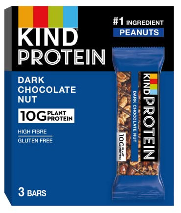 KIND Protein Bars, Gluten Free Snack Bars, Dark Chocolate Nut, High Fibre, Healthy Snack, Source of Protein, No Artificial Colours, Flavours or Preservatives, Multipack 3 x 42g