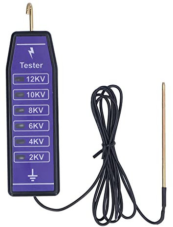Testeur de tension de clôture électrique,12KV mètre de tension de clôture étanche à 6 voyants Détecteur de défaut de clôture outils de jardinage pour tester les niveaux de tension sur la ligne,