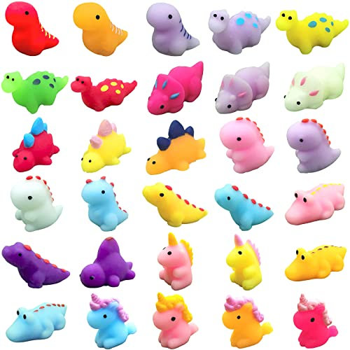 POPOYU Mini Dinosaurier Mochi Squishy 30 Stück Squishy Kawaii ,Squishy Mochi,Squishy Fidget Toy Mochi für Jungen Mädchen,Anti Stress Squishies Spielzeug für Weihnachten Kindergeburtstag Gastgeschenk