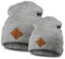 Soulbuddy Beanie - 2er Set Grau | Partnerlook-Set | 1 Herren oder Damen Wintermütze (One Size - 54-62 cm) und 1 Kinder Strickmütze (Größe M - 45-49 cm)