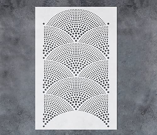 GSS Designs Wandschablone mit strahlender Muschelform, 40,6 x 61 cm, große geometrische Wandmalerei-Schablone, moderne geometrische Punkte, Wandschablonen