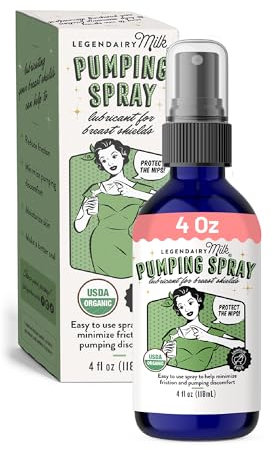 Legendairy Milk 4 oz Pumping Spray, Helps Sore & Clogged Ducts, Organic Breast Shields & Bridle Lubricant, Vegan Spray, Natural & Fragrance Free Spray