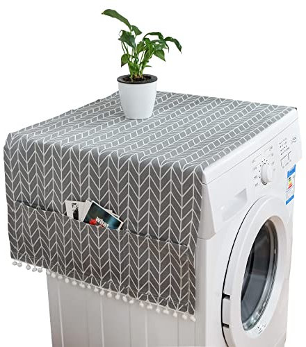 Tenorbass Washer and Dryer Covers for the Top,Anti-Slip Washing Machine Cover with Pocket,Dust-Proof Washer Protector Cover for Home and Kitchen Laundry,67 X 27 Inches