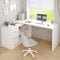 HSH White L Shaped Computer Desk with 3 Drawers, Reversible Home Office Corner Desk for Writing Study Work Executive, 152cm Bedroom Wood Table Workstation Corner Desk with Storage Cabinet