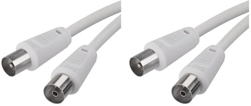 EMOS Antennenkabel, Koaxialkabel, Fernsehkabel 2,5 m, Koax-Kabel für Digitales Fernsehen, TV, Receiver, SAT, doppelt abgeschirmt, gerader Koax-Stecker auf gerade Koax-Buchse (Packung mit 2)