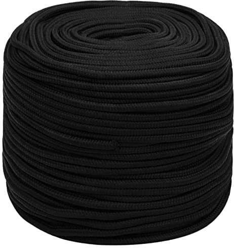 BaraSh Corde de Travail Noir 10 mm 100 m Polyester,Corde en Nylon De,Parachute Cord
