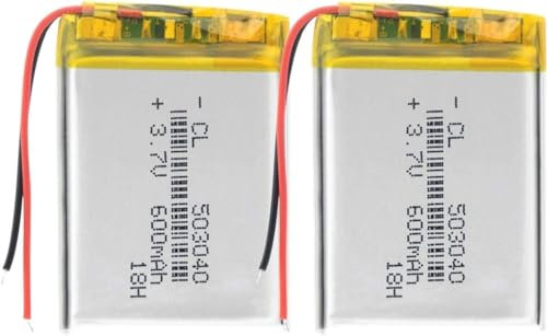 Batterie Lithium Li ION Polymère 3.7v 600mah 503040 40x30x5mm. pour Enregistreur Vocal. Casque. Haut-Parleur.2 Pièces