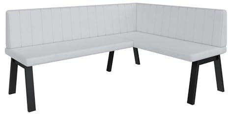 FURNISTAR Eckbank Akiko Metal A - Eckbankgruppe für Ihrem Esszimmer, Küche modern, Sitzecke, Essecke. Perfekt für Küche, Büro und Rezeption. Solide und Starke Verarbeitung. (168x128-Rechts-Soft17)
