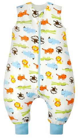 WYTbaby Gigoteuse avec pieds, 1.0 Tog, 100 % coton, avec jambes, pour toutes les saisons, unisexe, 90 cm, taille enfant 90 à 100 cm