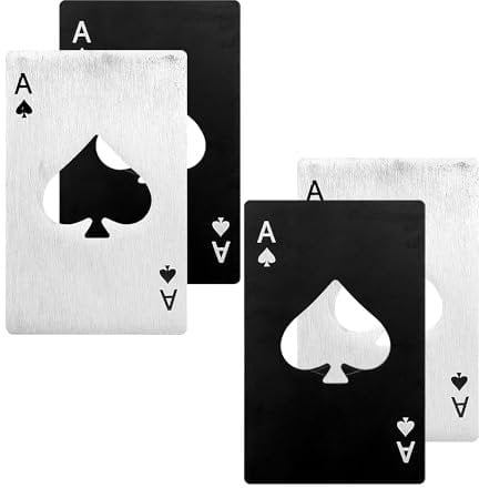 Rumyve 4pcs Poker Card Bottle Opener,Stainless Steel Flat Bottle Opener,Poker Ace of Spades A Cards Water Bottles Openers