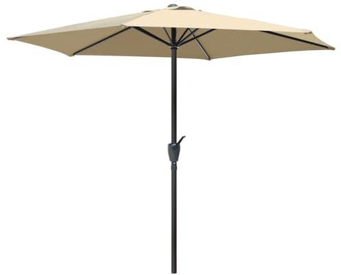 RANSENERS Kippbar Sonnenschirm 270 cm, Beidseitig um 30° Knickbar, Kurbel öffnen & Schließen, Verdickter Gewebe, UV50+, für Garten, Terrasse, Balkon, Strand, Reisen