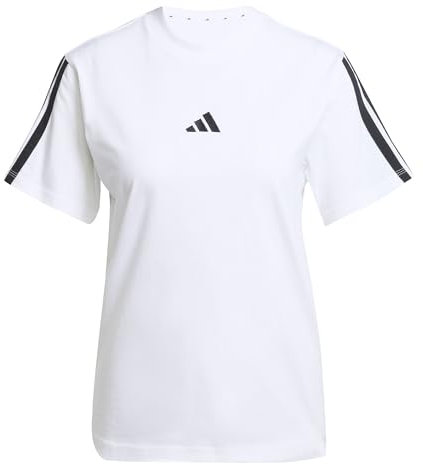 adidas Women's Essentials 3-Stripes Sleeve Cotton T-Shirt, White/Black, XXL